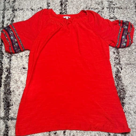 The Pioneer Woman Red Dress with Embroidered Sleeves - Picture 11 of 14